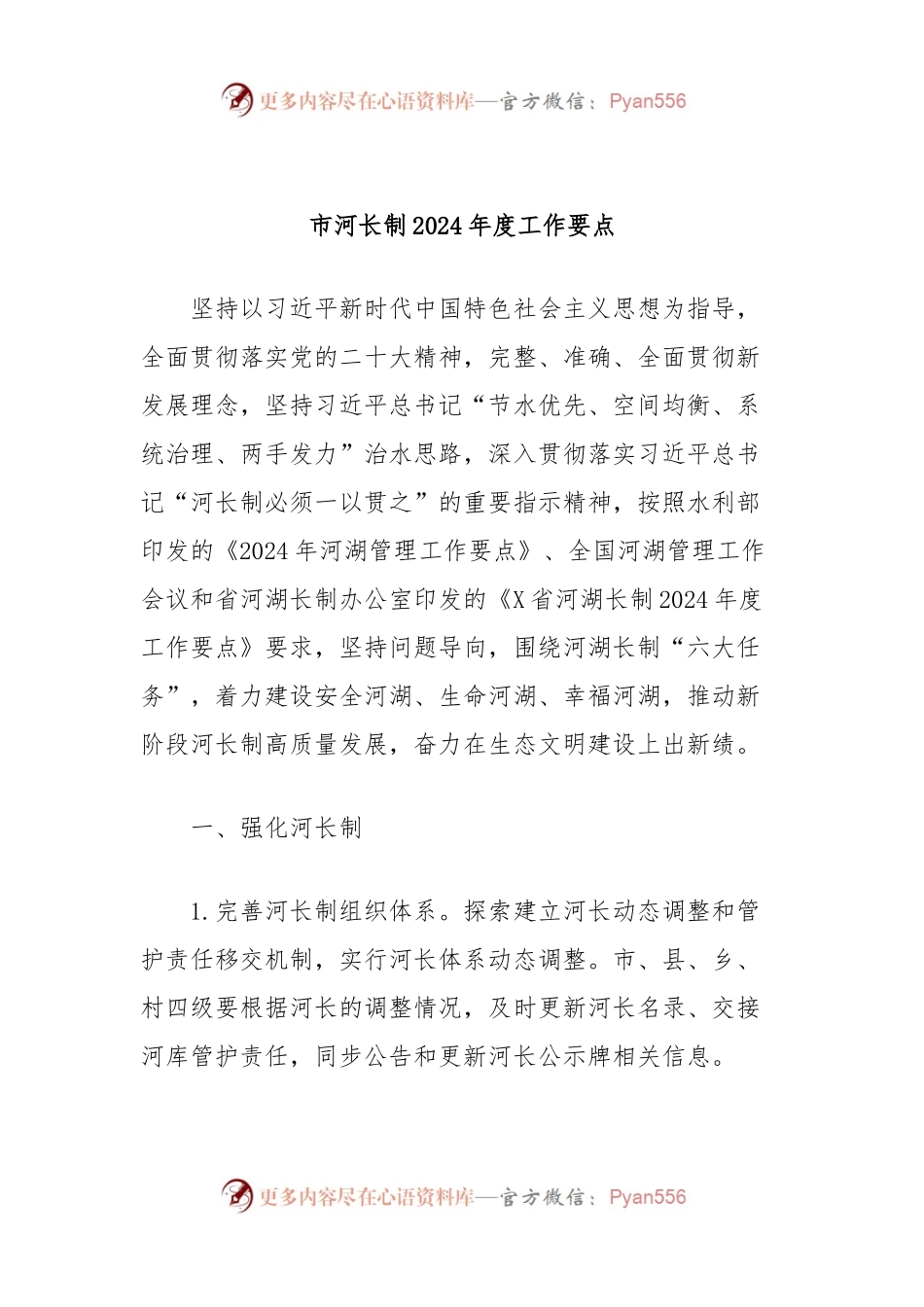 市河长制2024年度工作要点.docx_第1页