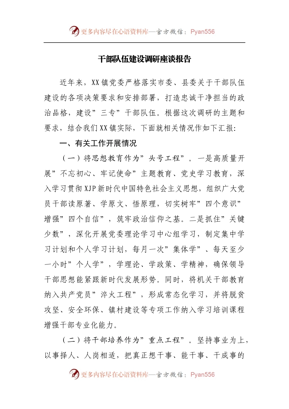 干部队伍建设调研座谈报告[2].docx_第1页