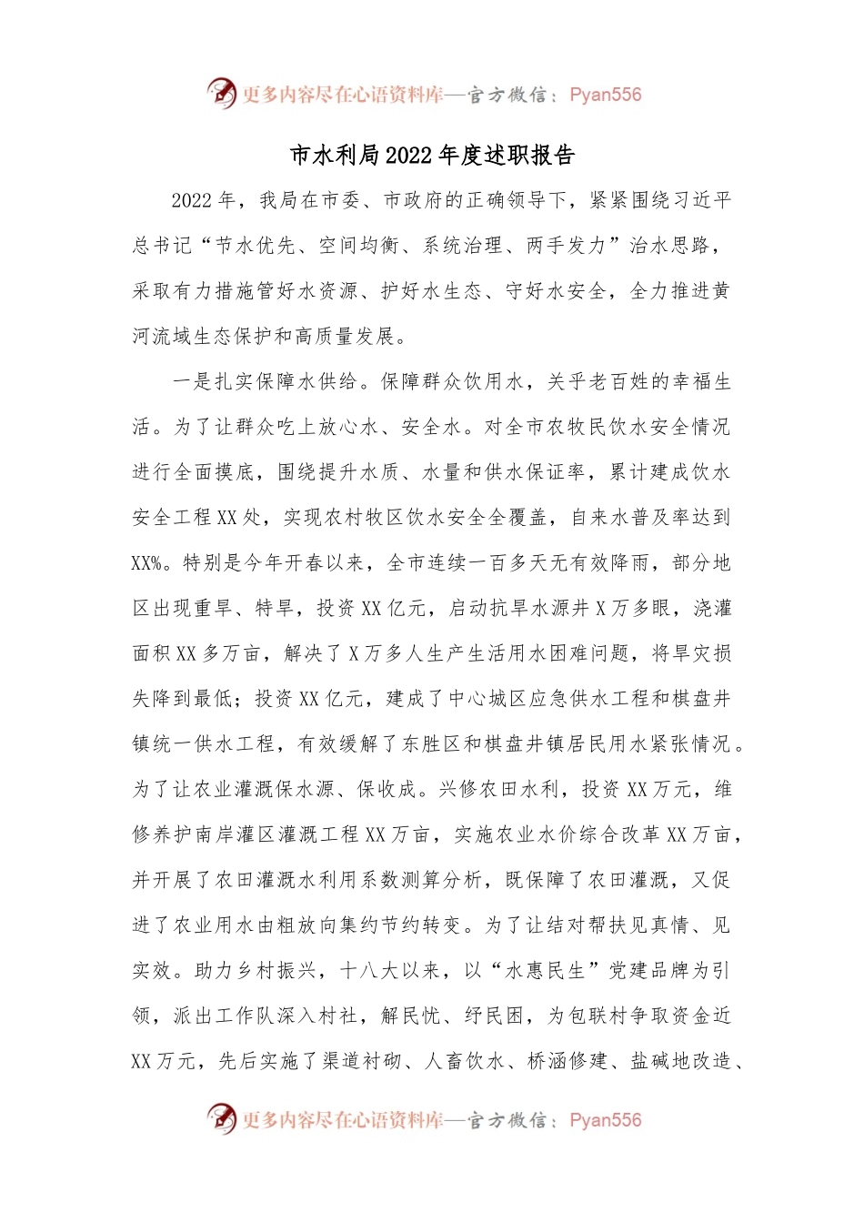 市水利局2022年度述职报告.docx_第1页