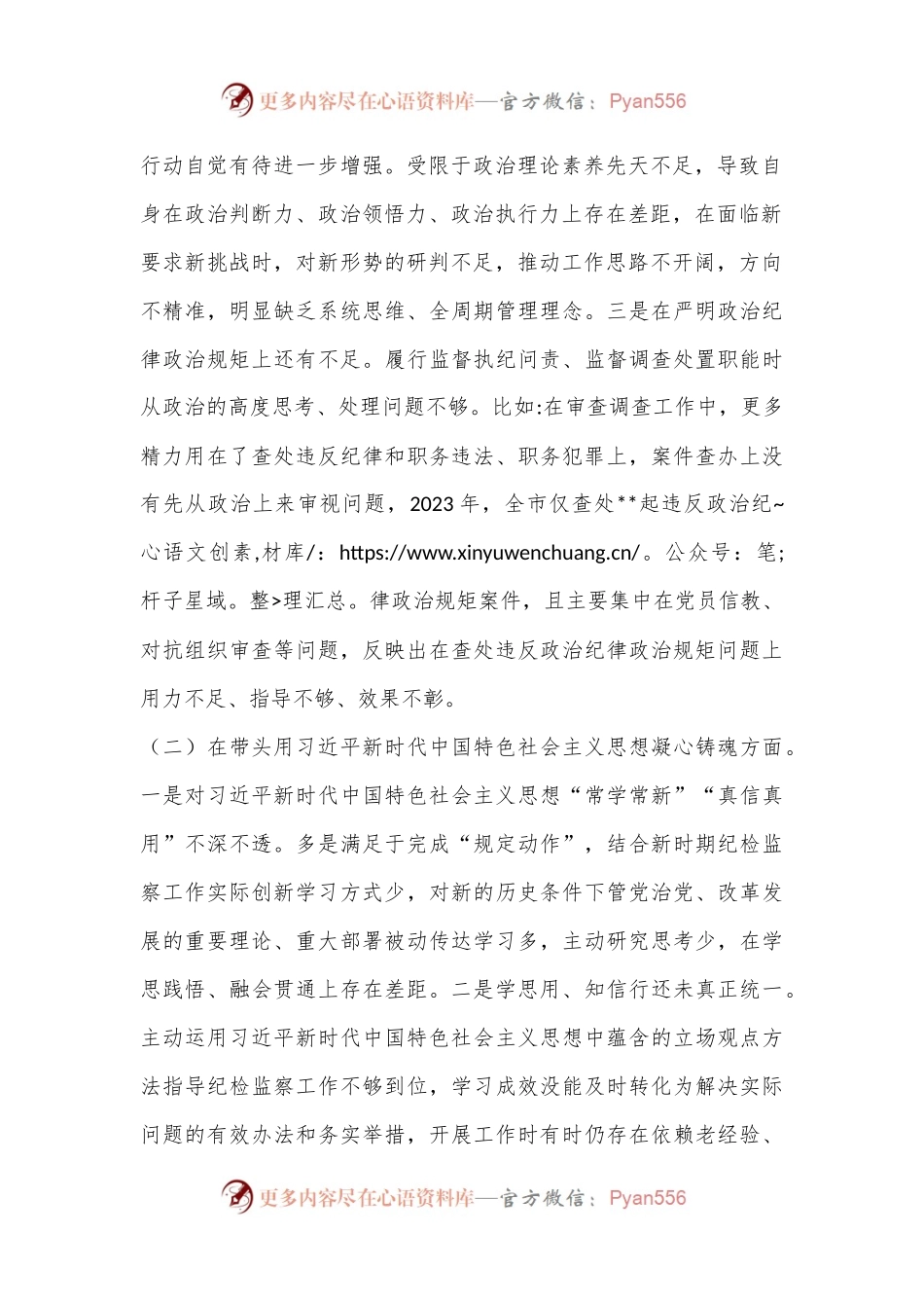 市纪委书记2023年“六个带头”民主生活会对照发言材料.docx_第2页