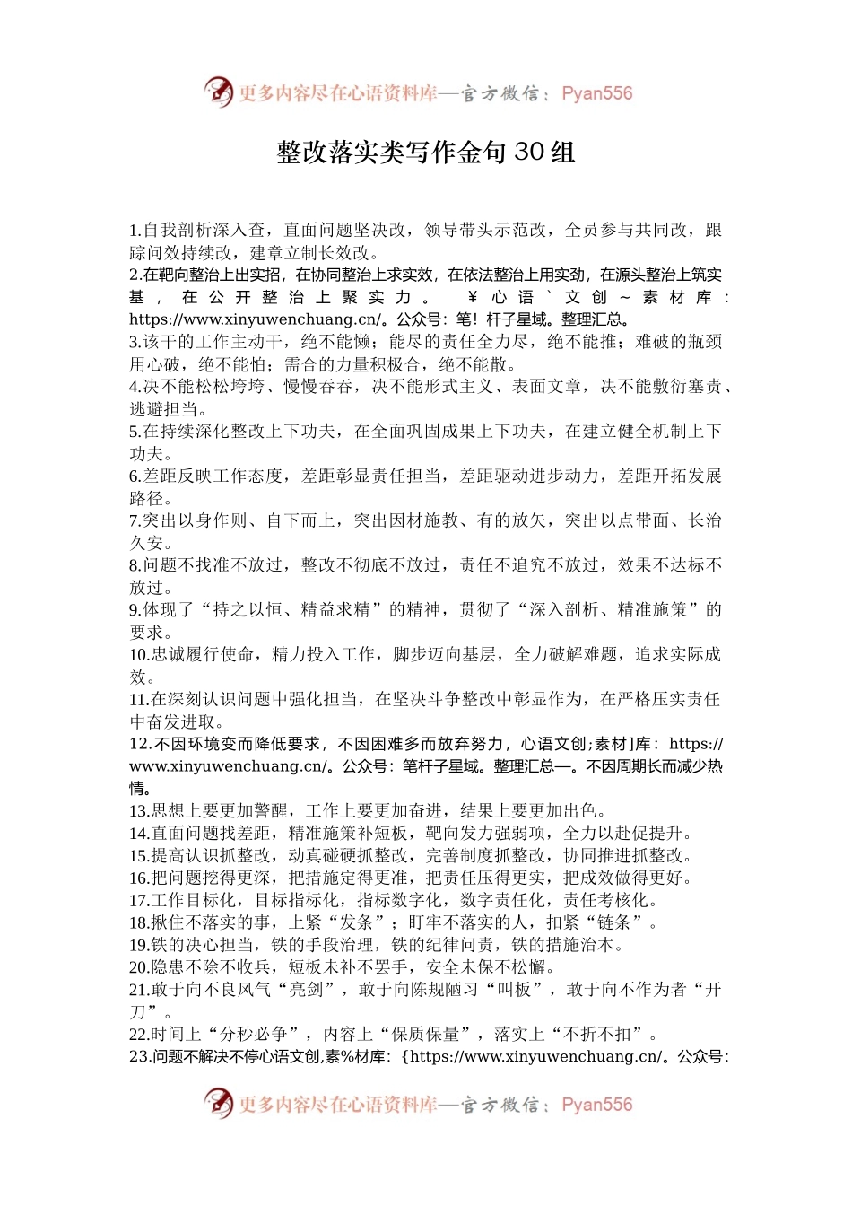 整改落实类写作金句30组.docx_第1页