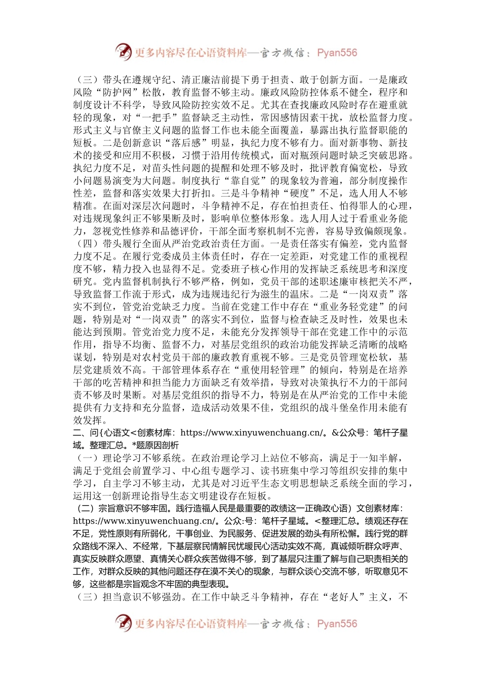 市直机关党员干部2024年度专题民主生活会、组织生活会对照检查材料（围绕“四个带头”）.docx_第2页