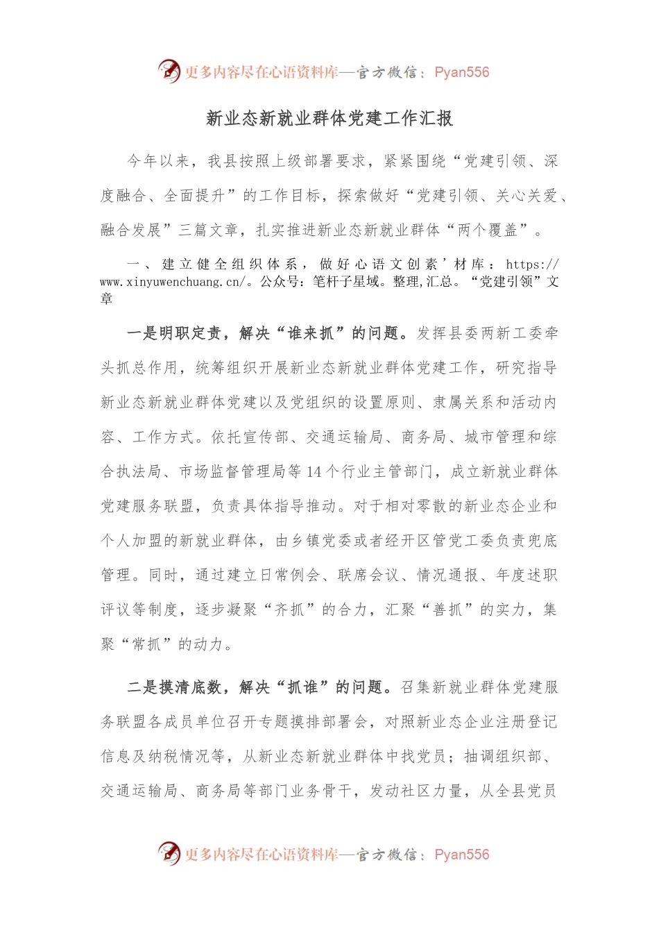 新业态新就业群体党建工作汇报（一）.docx_第1页