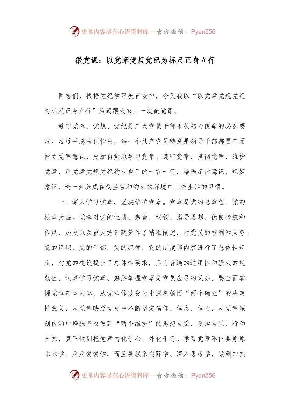 微党课：以党章党规党纪为标尺正身立行.docx_第1页