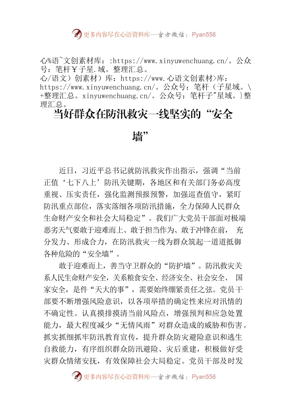 当好群众在防汛救灾一线坚实的“安全墙”.docx_第1页