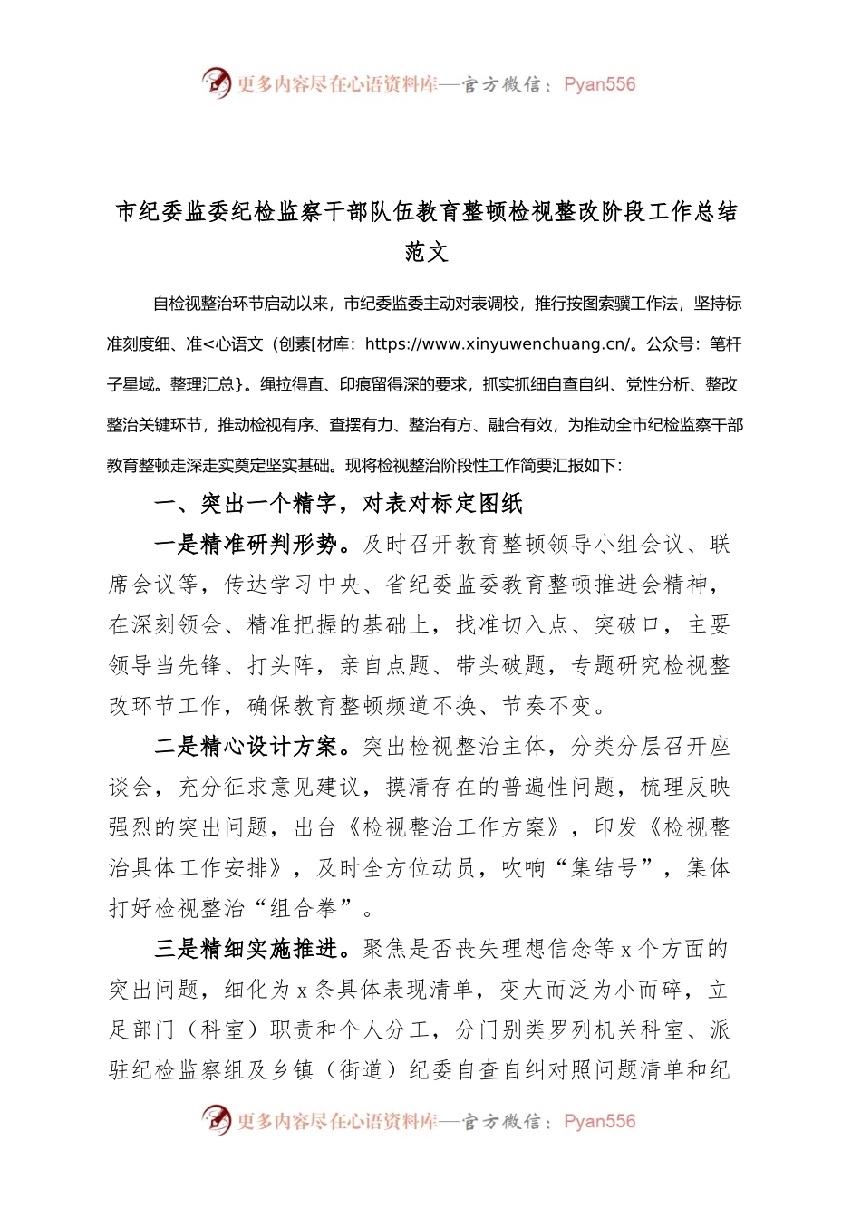市纪委监委纪检监察干部队伍教育整顿检视整改阶段工作总结（整治，汇报报告）.docx_第1页