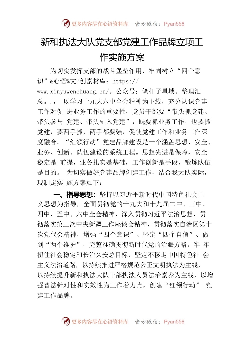 执法大队党支部党建工作品牌立项工作实施方案.docx_第1页