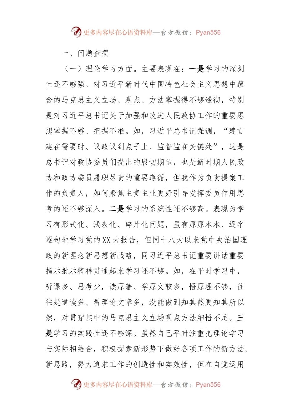 政协主席专题民主生活会发言稿提纲对照检查材料（六个方面）.docx_第2页