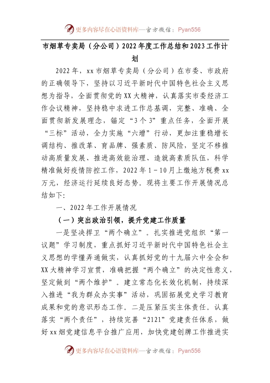 市烟草专卖局（分公司）2022年度工作总结和2023工作计划.docx_第1页