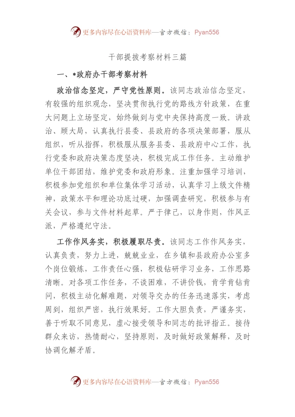 干部提拔考察材料3篇.docx_第1页