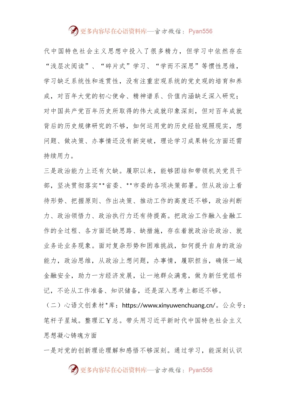 市金融办党组书记民主生活会对照检查材料.docx_第2页