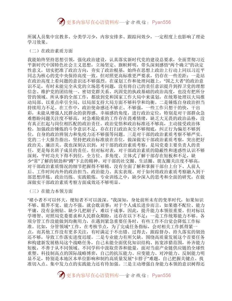 市局班子成员主题教育专题民主生活会对照检查材料.docx_第2页