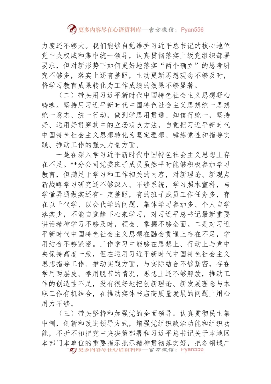 新华书店分公司党委2022年度民主生活会班子对照检查材料.docx_第2页