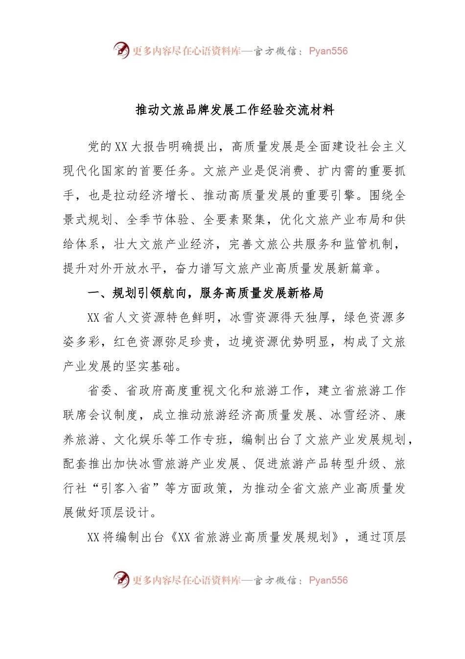 推动文旅品牌发展工作经验交流材料.docx_第1页