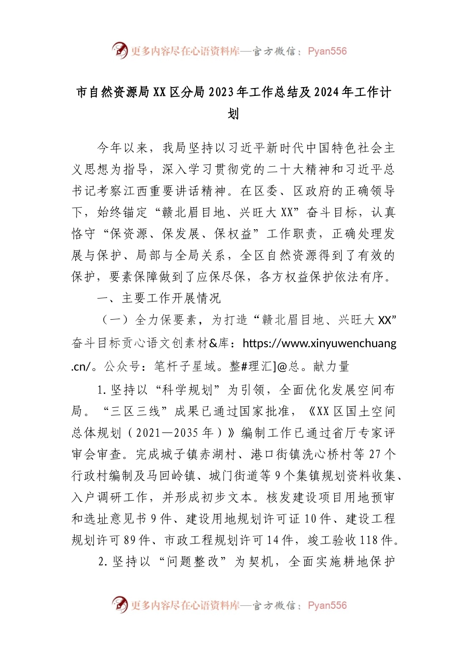 市自然资源局XX区分局2023年工作总结及2024年工作计划.docx_第1页