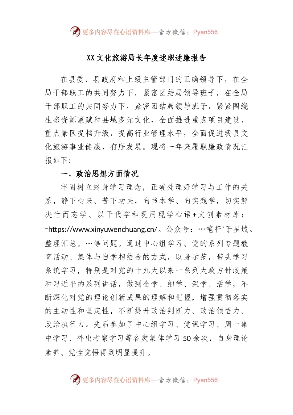 文化旅游局长年度述职述廉报告.docx_第1页