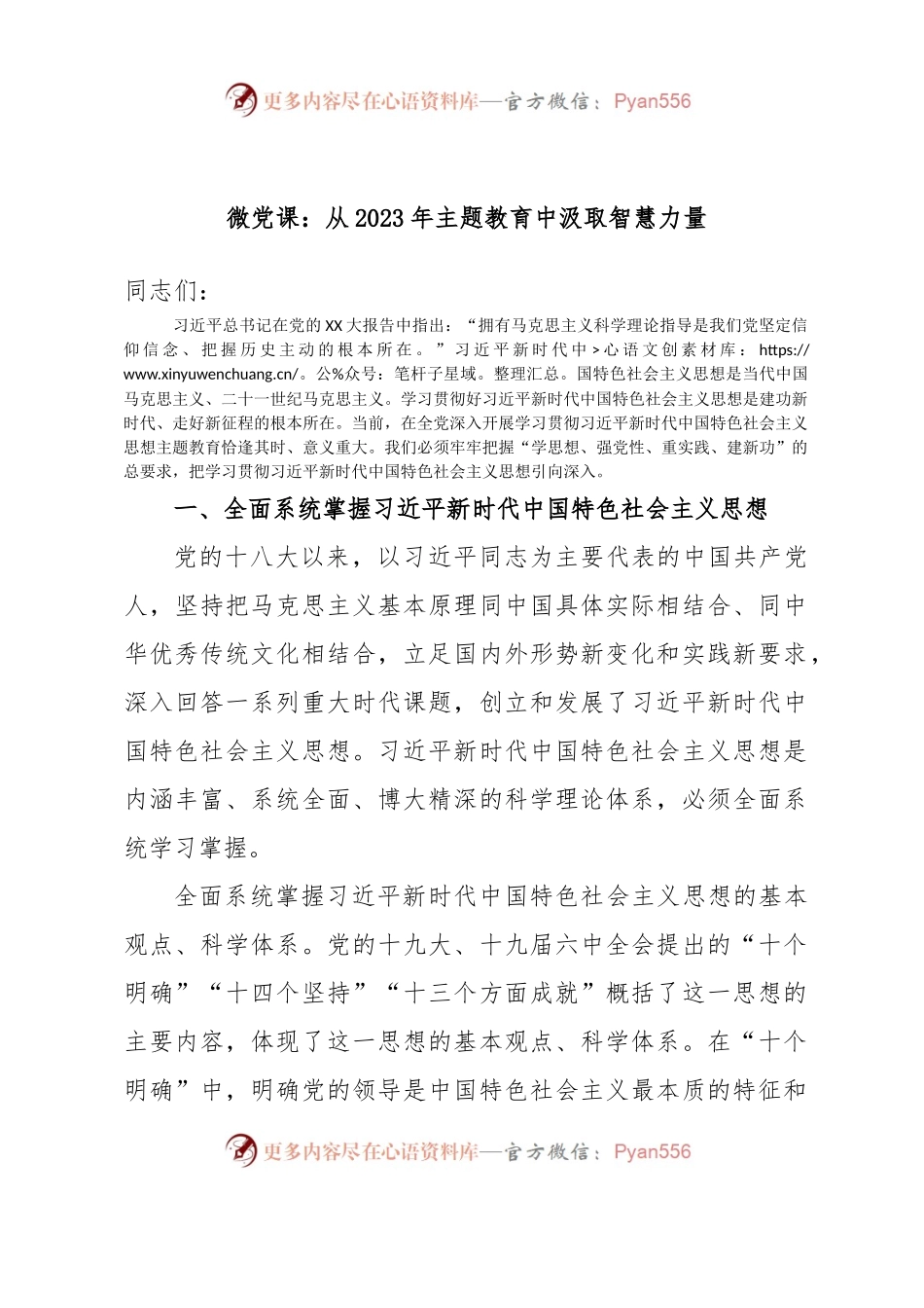 微党课：从2023年主题教育中汲取智慧力量.docx_第1页