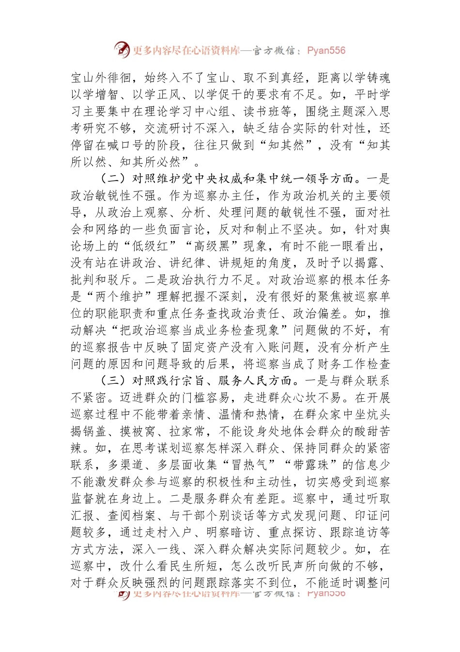 市委巡察办主任2023年专题民主生活会对照检查材料.docx_第2页