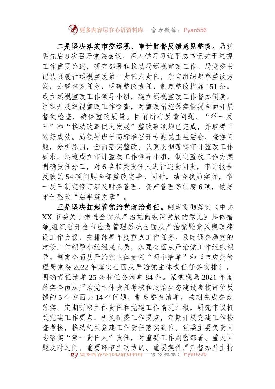 市应急管理局党委2022年履行全面从严治党主体责任情况报告.docx_第2页