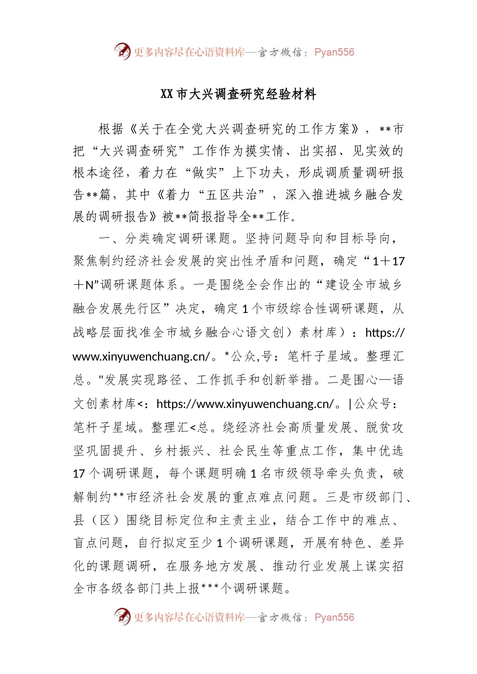 市大兴调查研究经验材料.docx_第1页