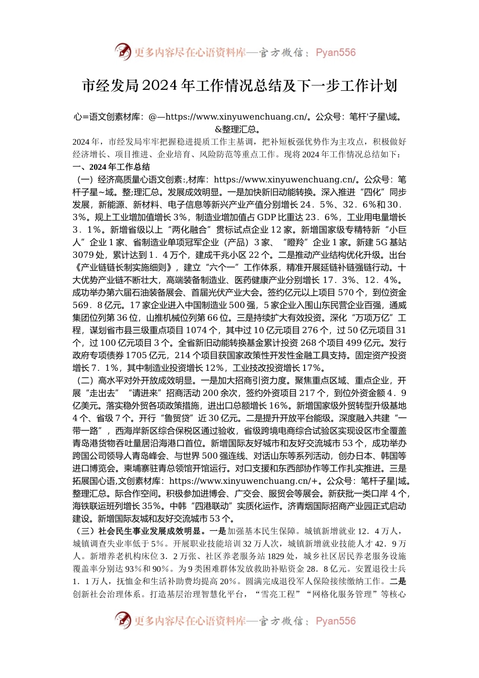 市经发局2024年工作情况总结及下一步工作计划.docx_第1页
