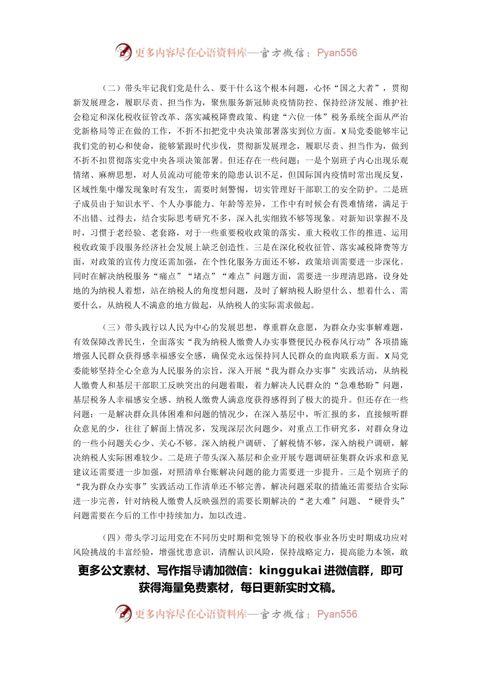 市税务局领导班子党史学习教育专题民主生活会对照检查材料.docx_第2页