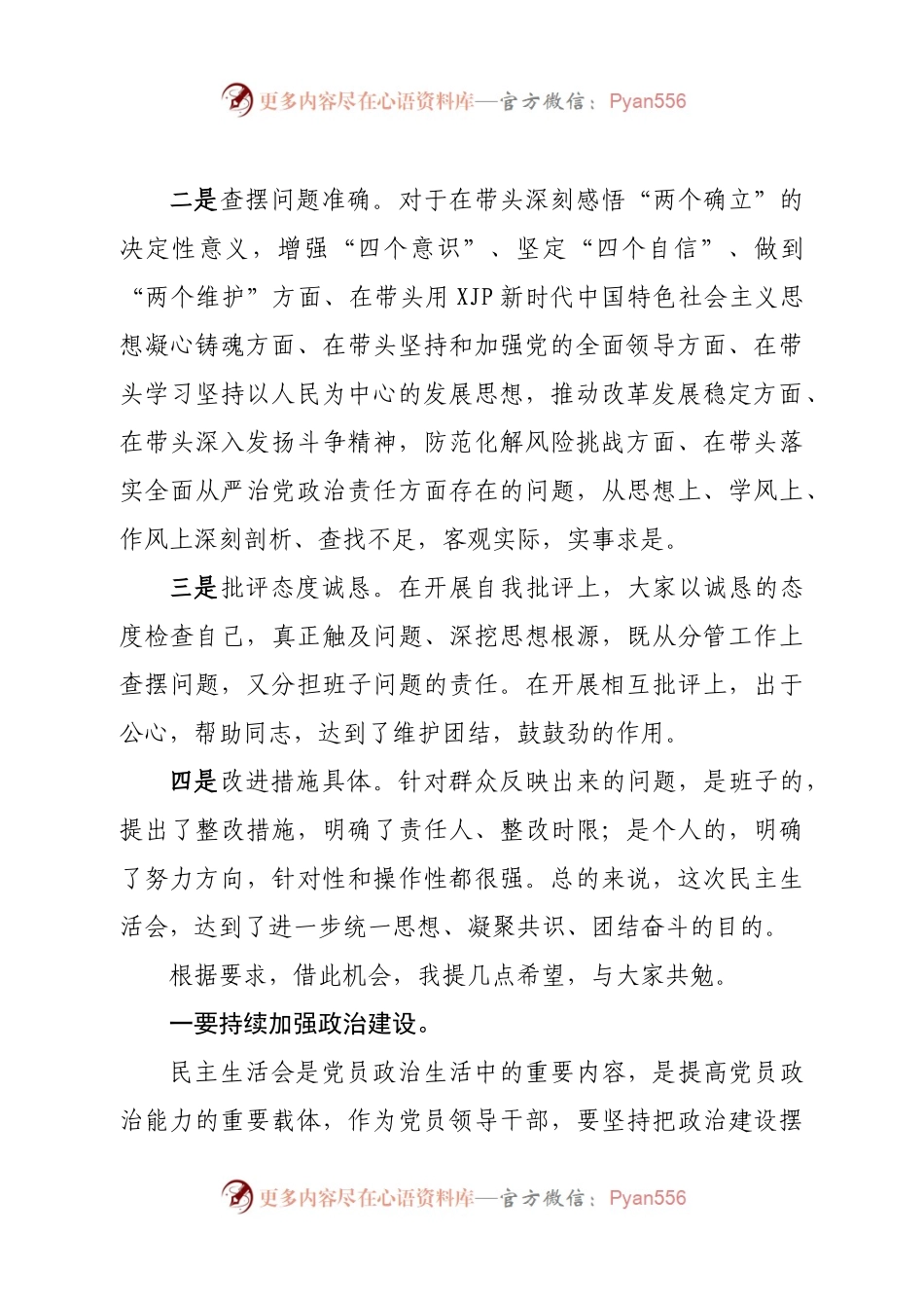 指导组领导参加2022年民主生活会后点评讲话.docx_第2页