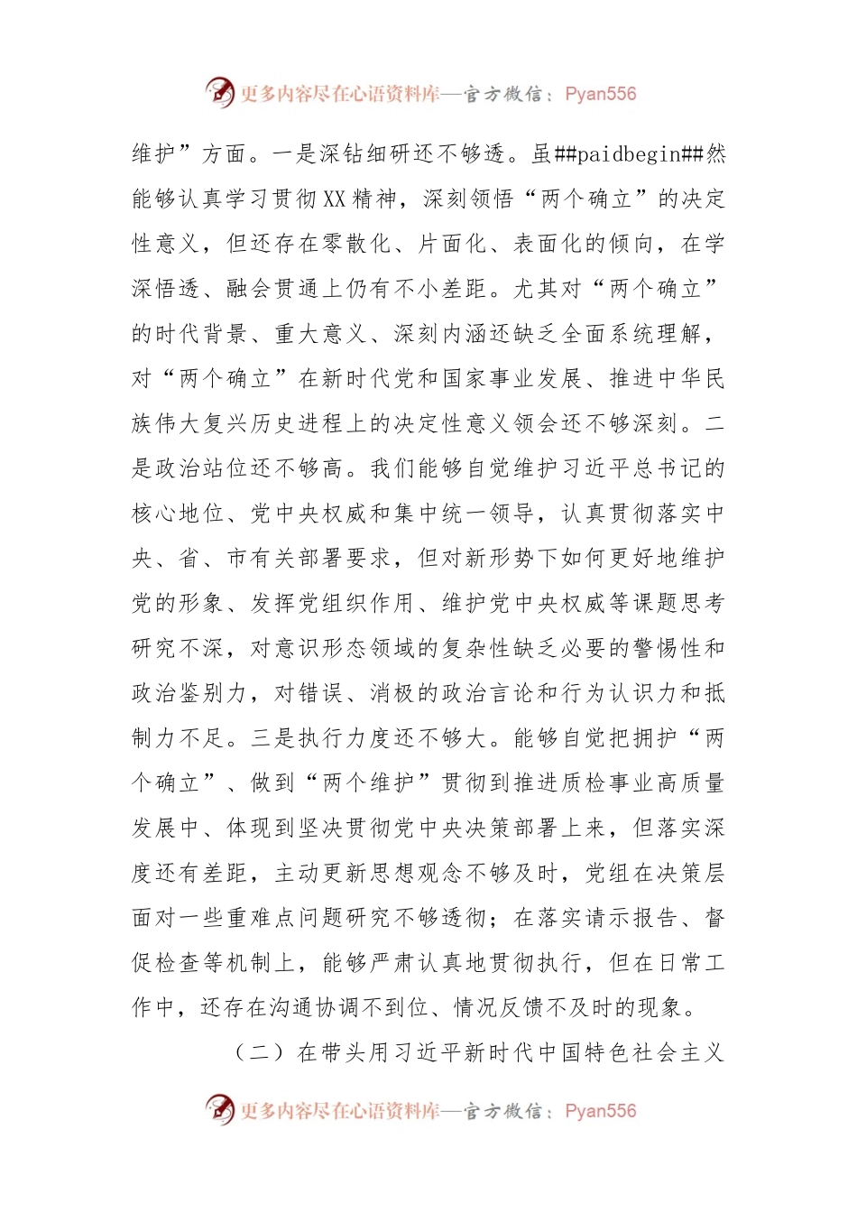 市场监管局党组班子2022年度民主生活会“六个带头”对照检查材料.docx_第2页