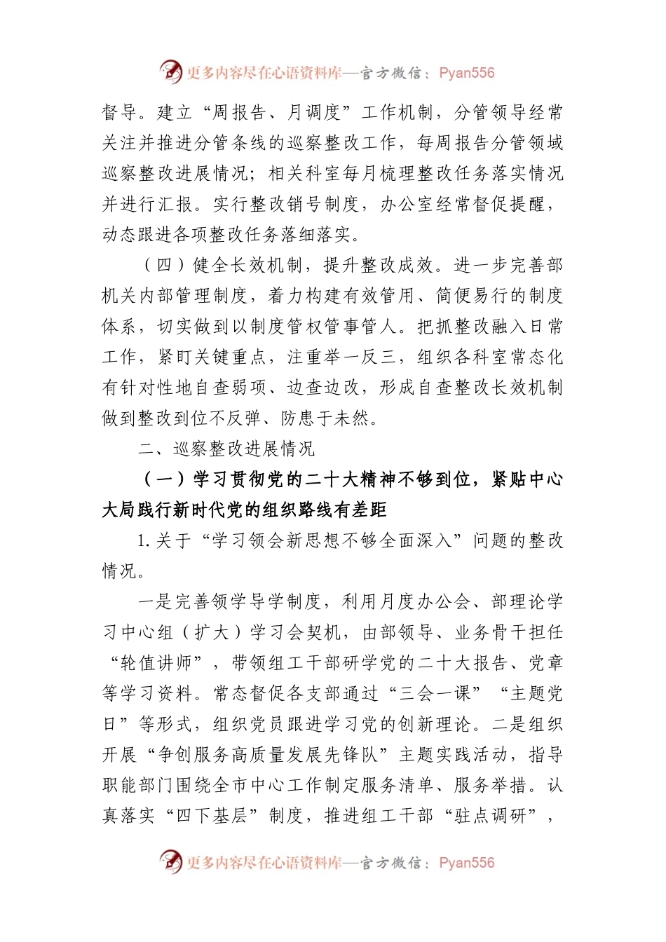 市委组织部关于巡察整改进展情况的报告（5601字）.docx_第2页