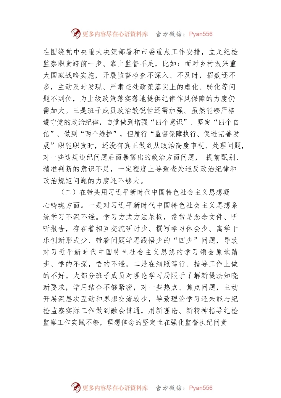 市纪检监察系统领导班子2022年度专题民主生活会对照检查材料.docx_第2页