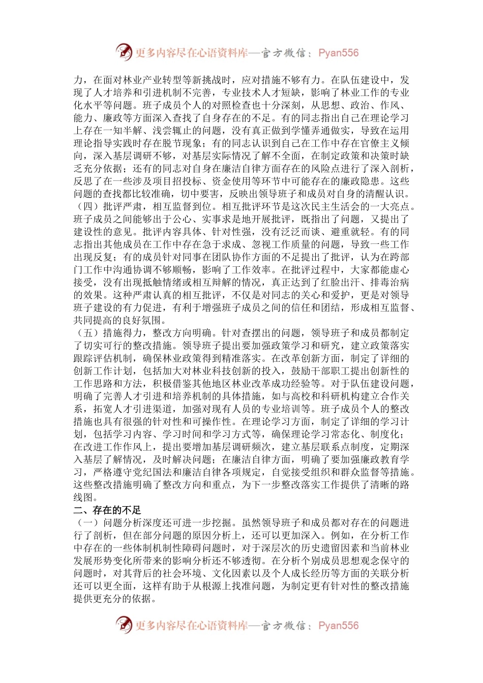 市委指导组组长在市林业局领导班子2024年专题民主生活会上的点评讲话.docx_第2页