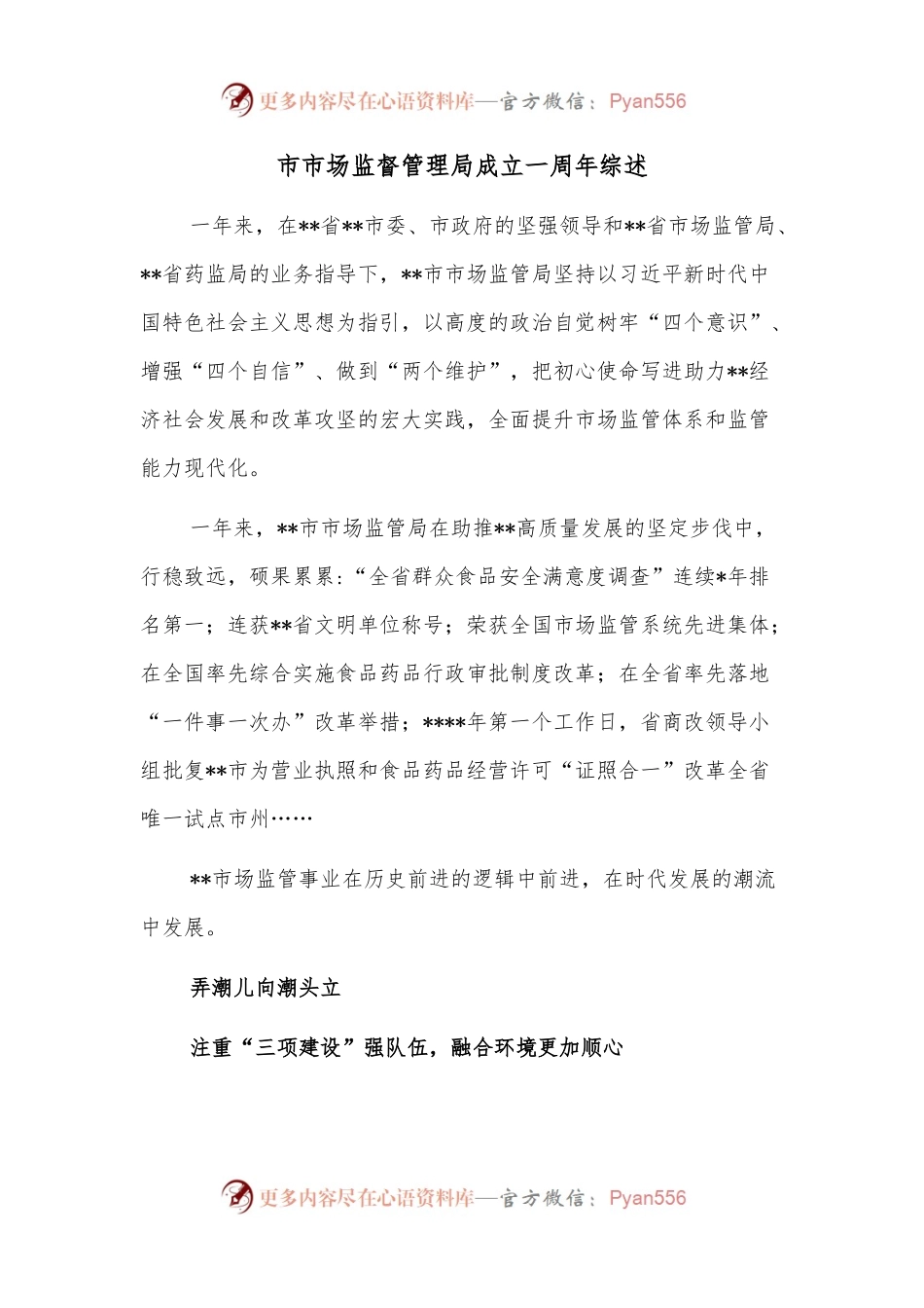 市市场监督管理局成立一周年综述.docx_第1页