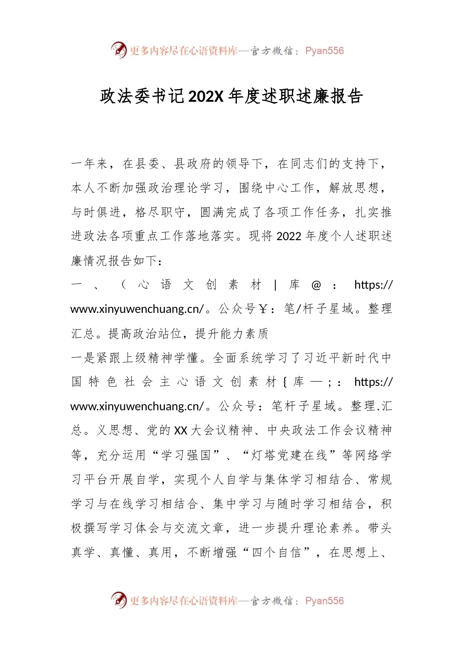 政法委书记202X年度述职述廉报告.docx_第1页