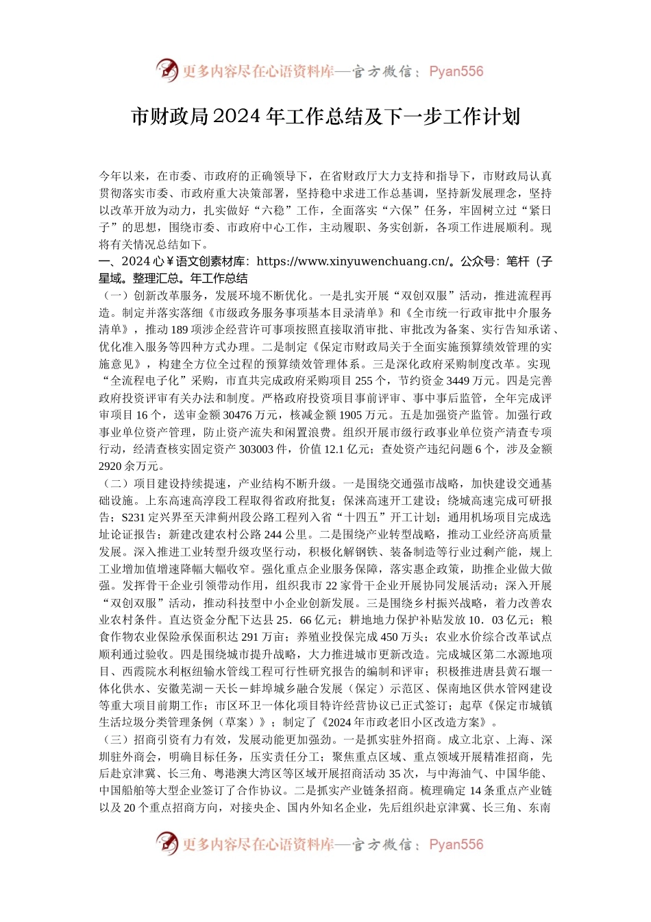 市财政局2024年工作总结及下一步工作计划.docx_第1页