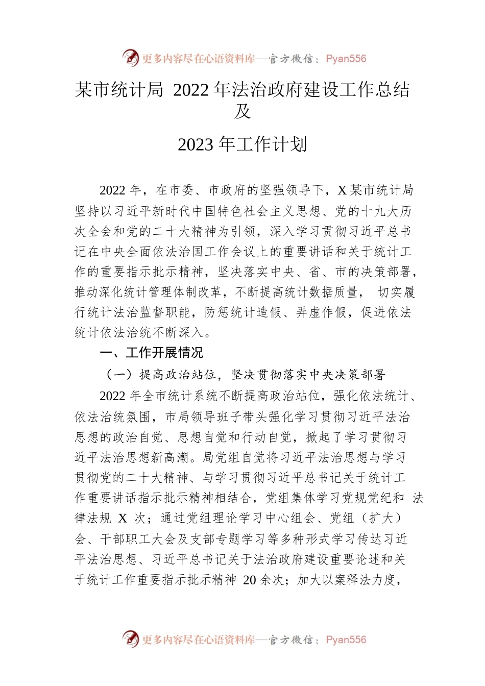 市统计局2022年法治政府建设工作总结及2023年工作计划.docx_第1页