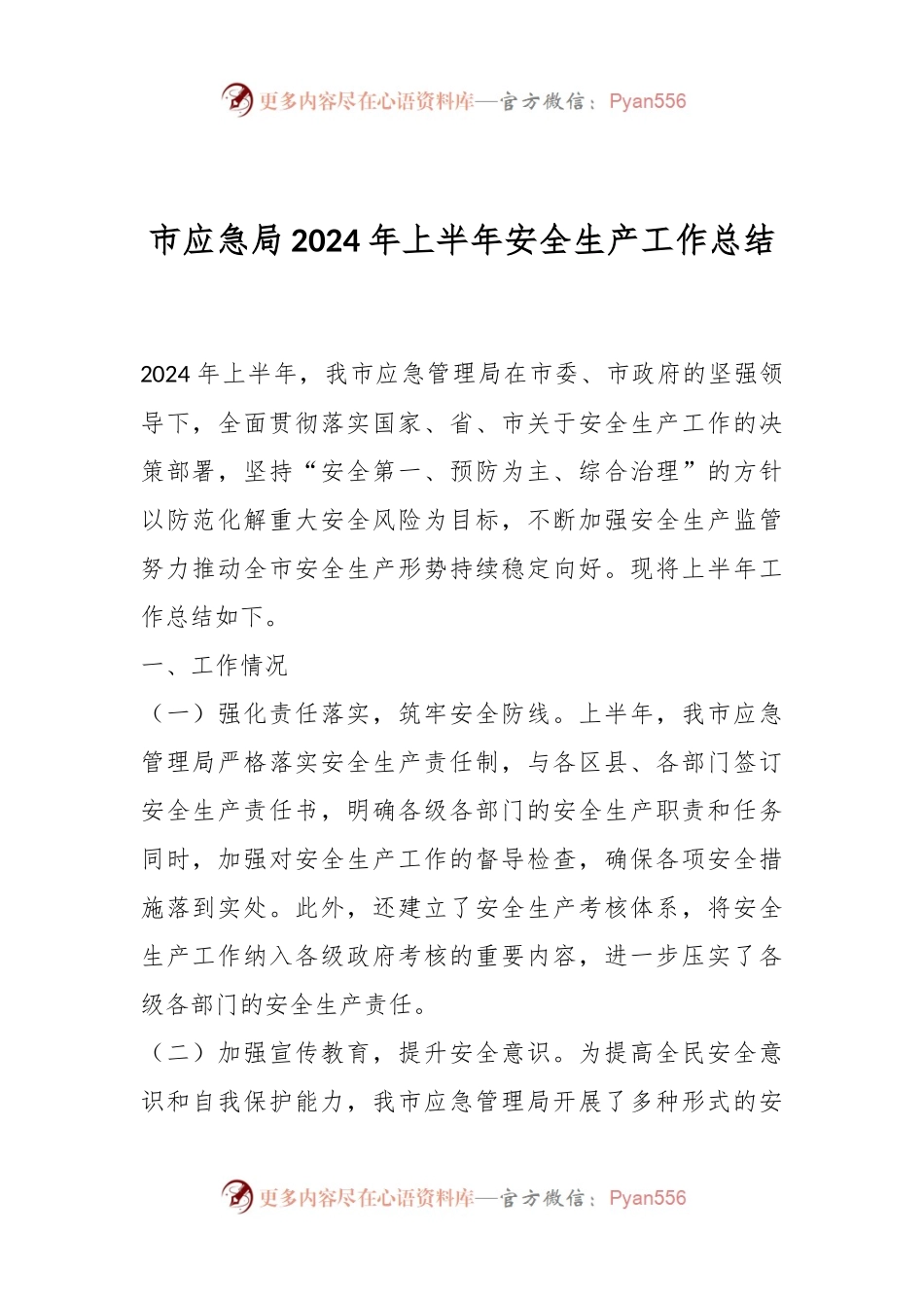 市应急局2024年上半年安全生产工作总结.docx_第1页