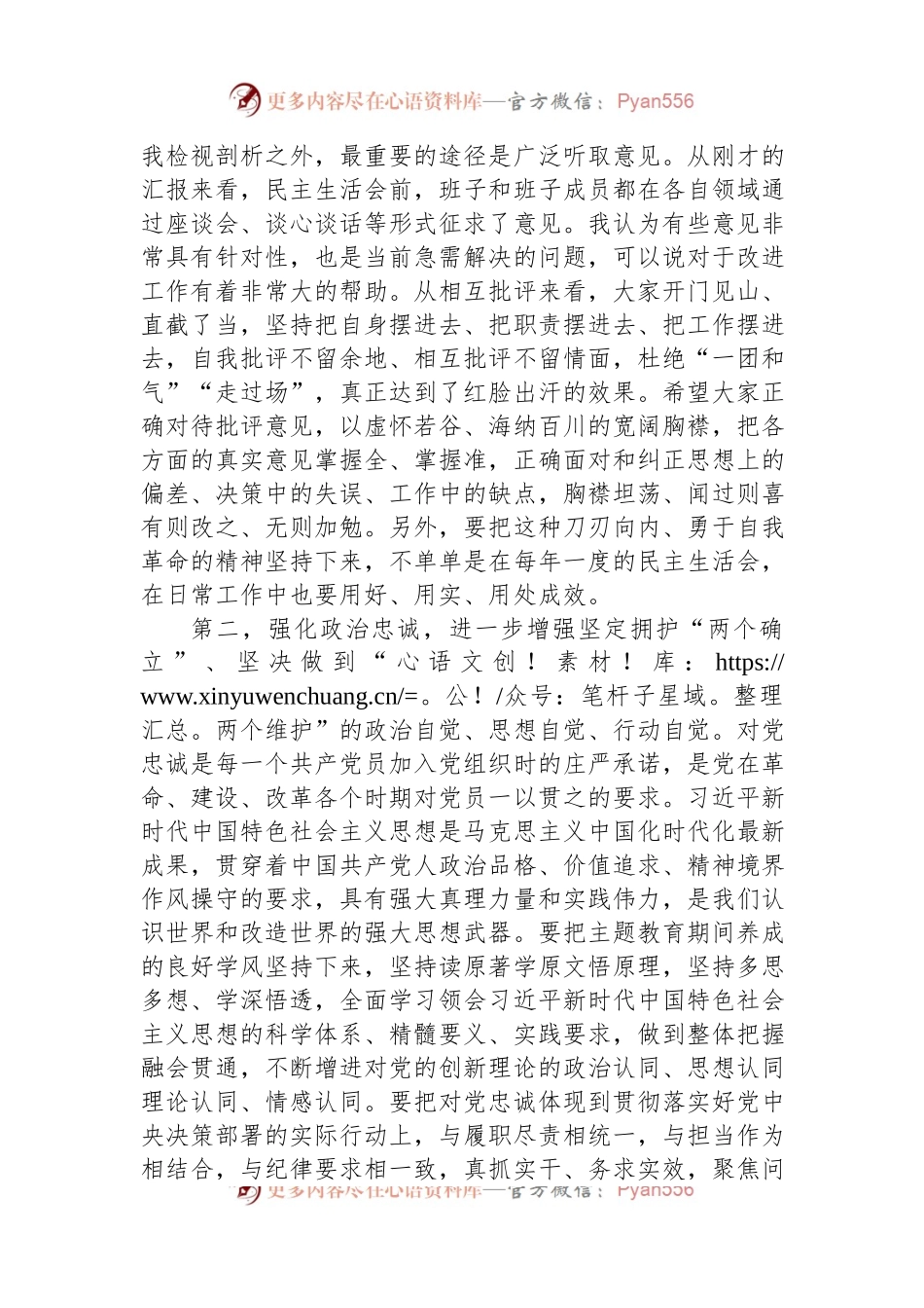 指导组在第二批主题教育专题民主生活会上的点评讲话稿提纲.docx_第2页