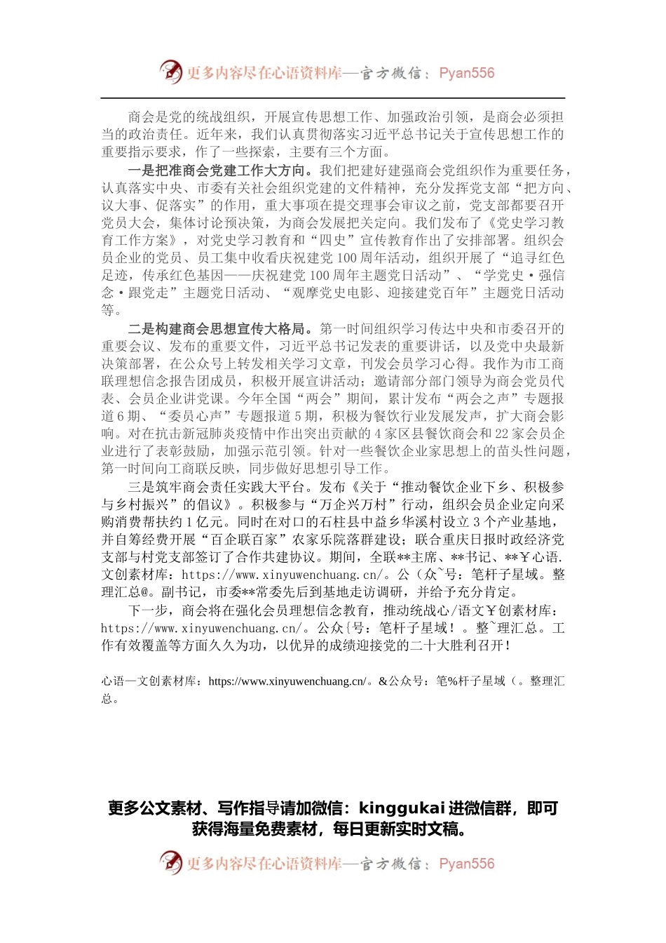 把准党建大方向 构建宣传大格局 充分发挥商会的政治引领作用.docx_第1页