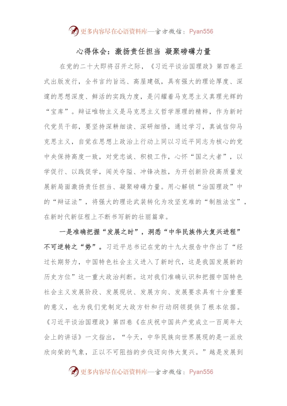 心得体会：激扬责任担当 凝聚磅礴力量.docx_第1页