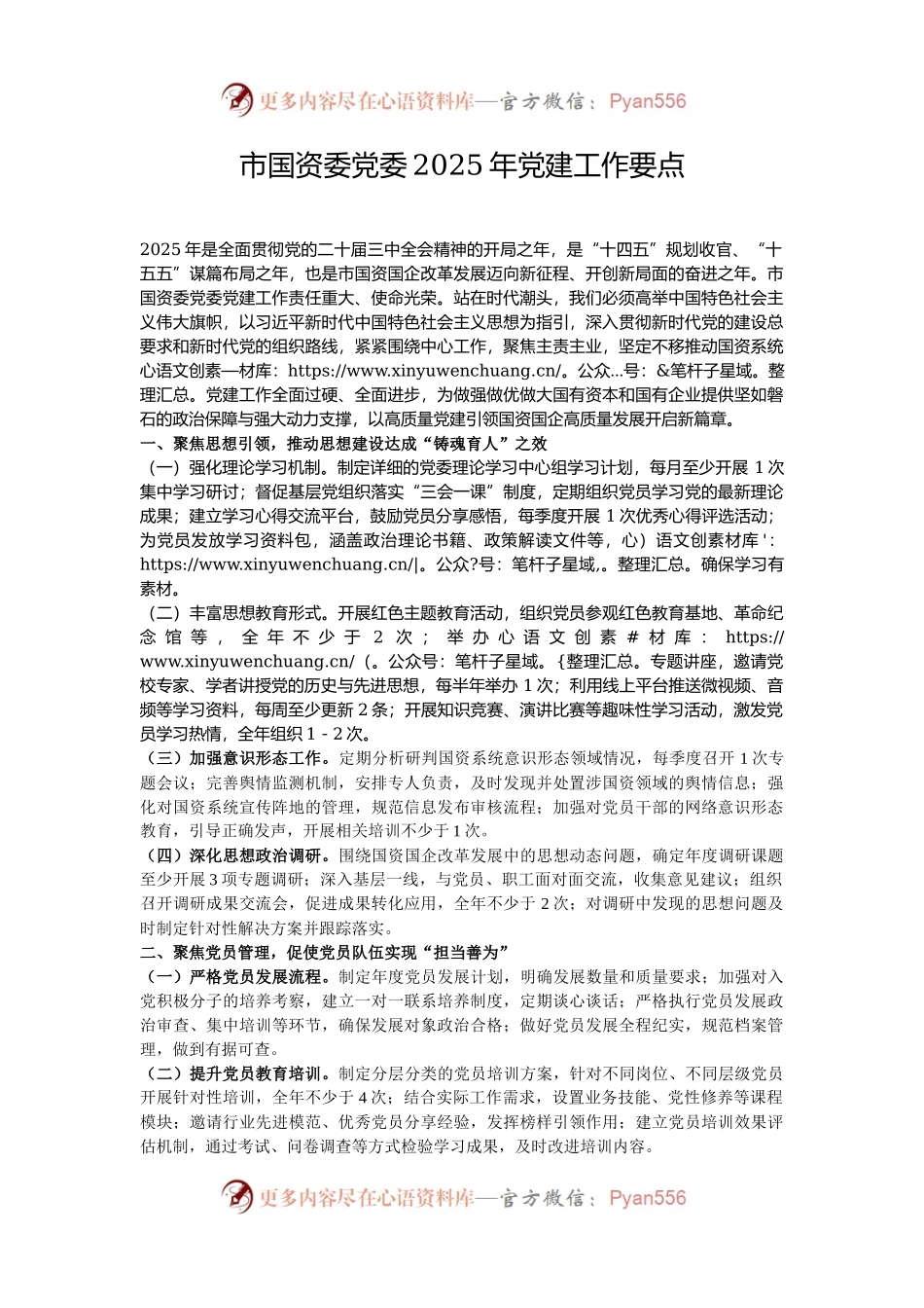 市国资委党委2025年党建工作要点.docx_第1页