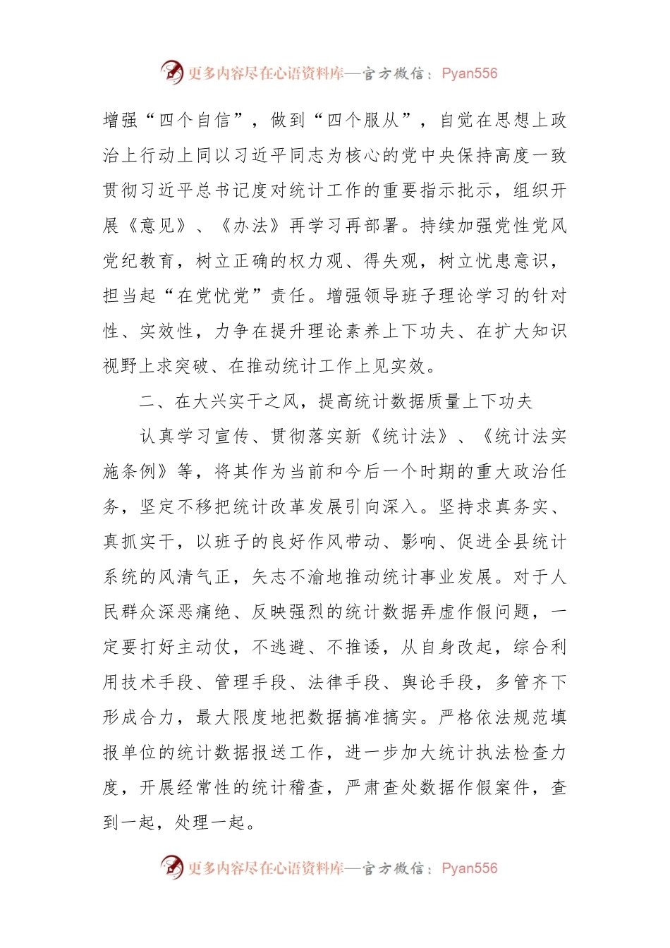 市统计局领导干部关于巡察整改工作研讨发言：“五下功夫”推动巡察整改与业务工作双融合.docx_第2页