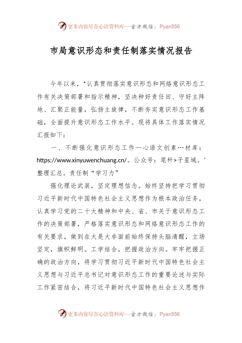 市局意识形态和责任制落实情况报告.docx_第1页