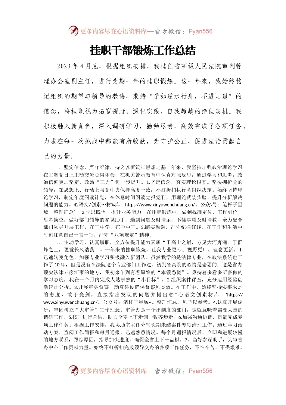挂职干部锻炼工作总结.docx_第1页
