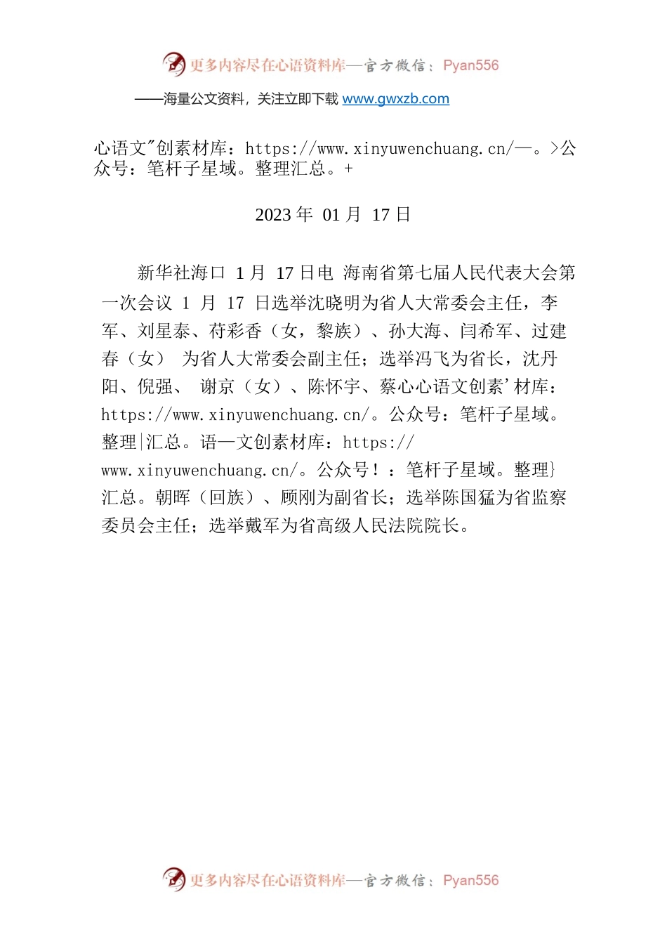 沈晓明当选海南省人大常委会主任 冯飞当选海南省省长.docx_第1页