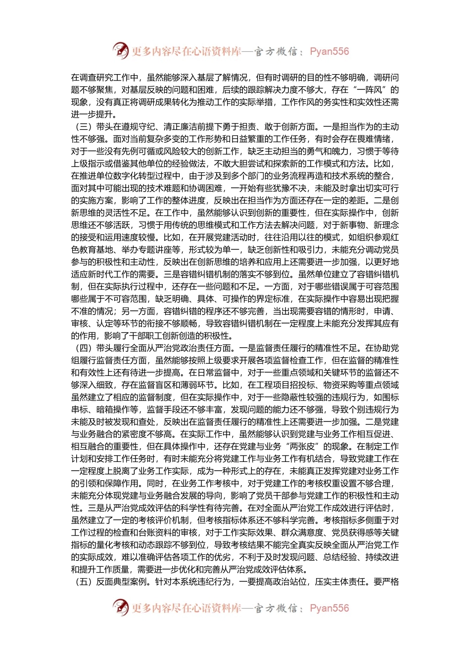 某市农业农村局领导干部2024年度专题民主生活会对照检查发言材料（“四个带头”+反面典型案例）.docx_第2页