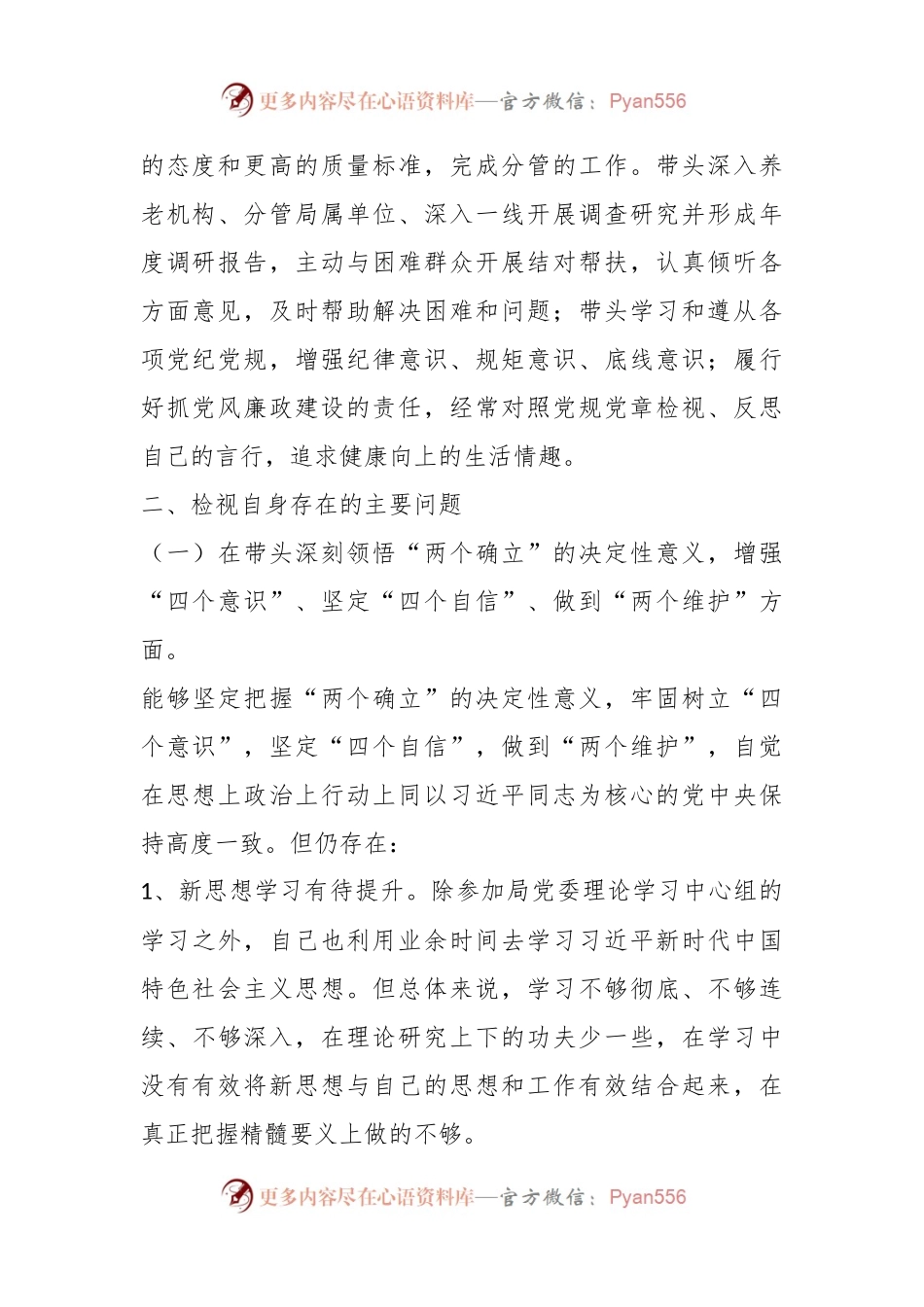 某市局班子成员上年度民主生活会对照检查材料.docx_第2页