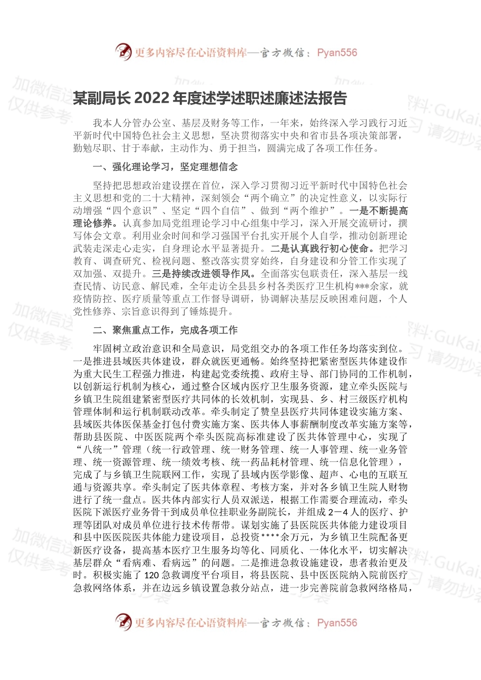 某副局长2022年度述学述职述廉述法报告.docx_第1页