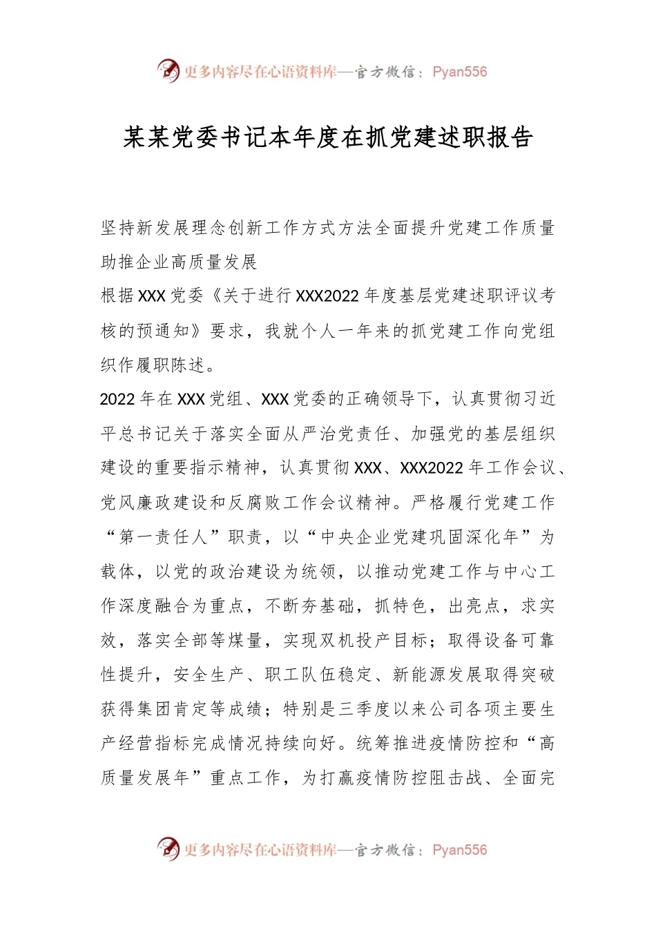 某某党委书记本年度在抓党建述职报告.docx_第1页