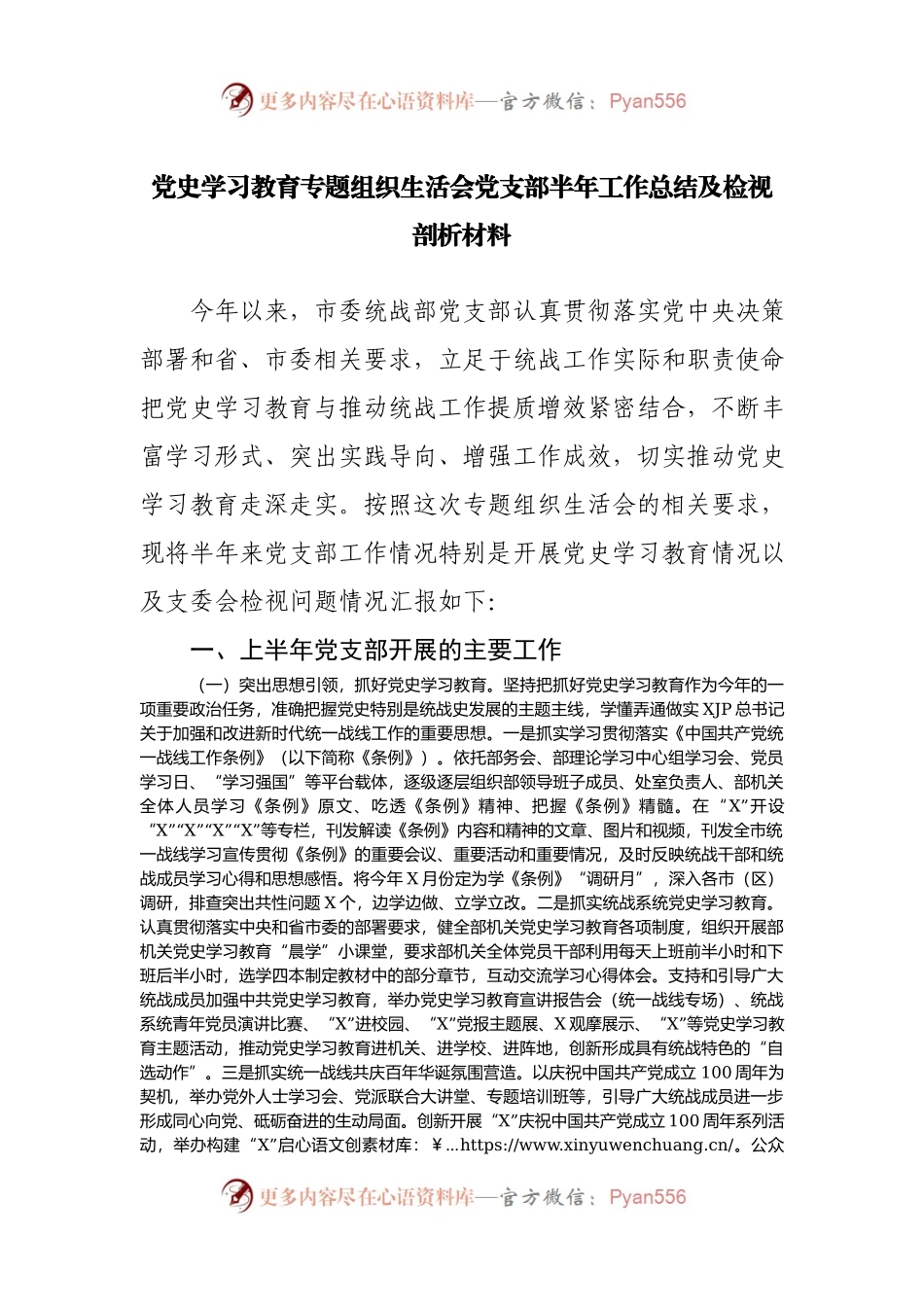 生活会30：（支部）专题组织生活会党支部半年.docx_第1页