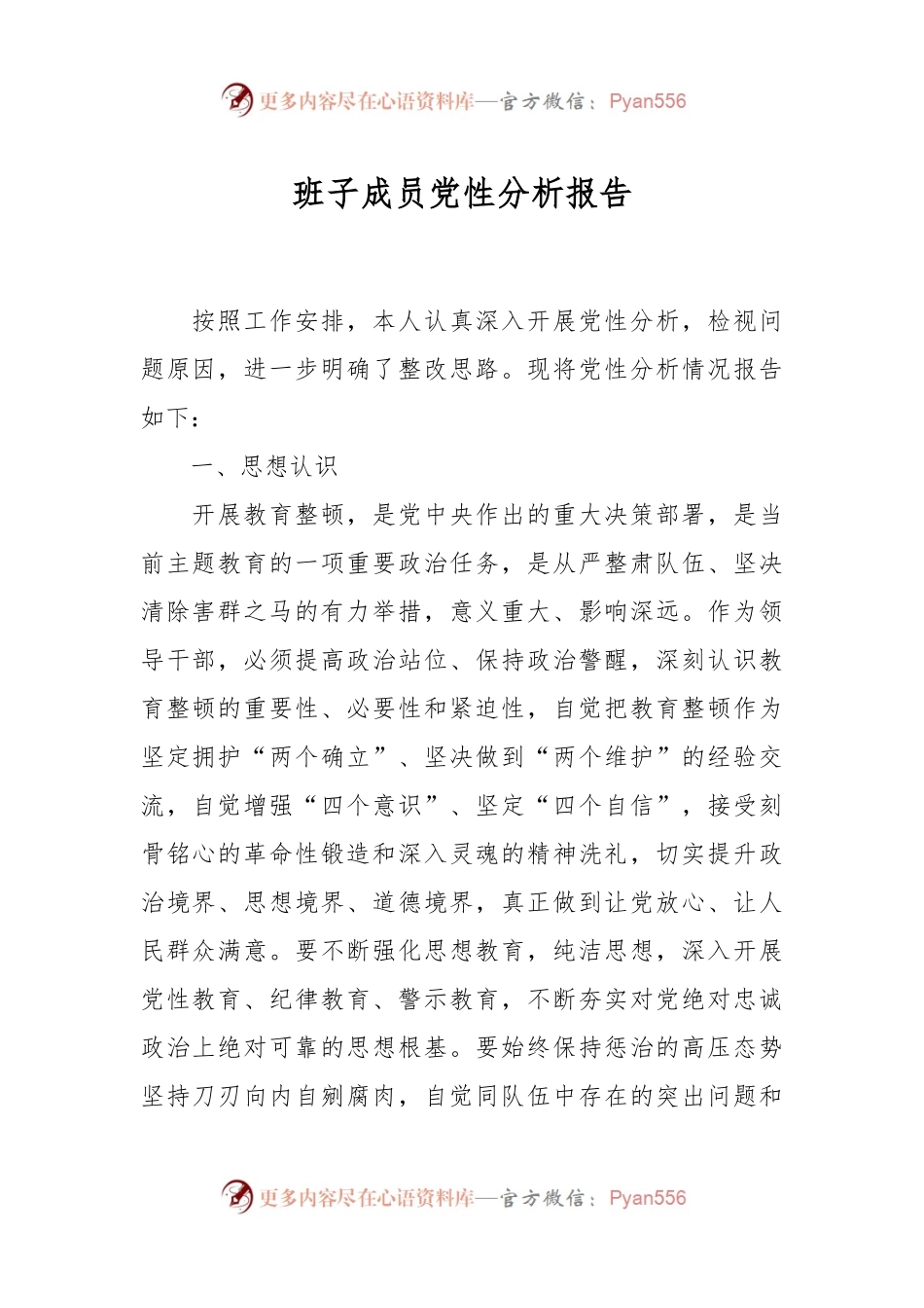 班子成员党性分析报告.docx_第1页